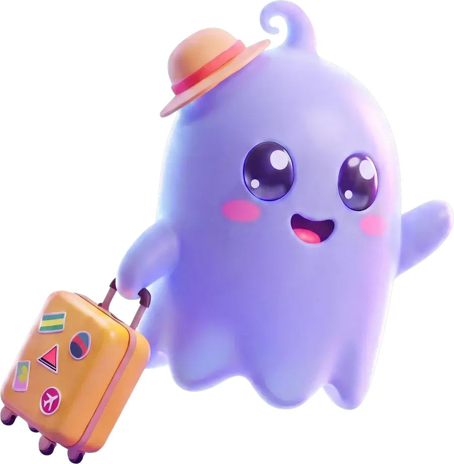 Hidey with a suitcase and a sun hat